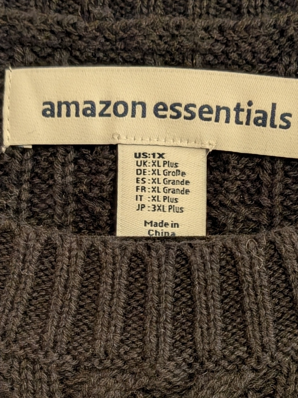 Amazon Essentials Women's Cable Knit Sweater Black Size 1X NWT Cotton - Picture 4 of 5